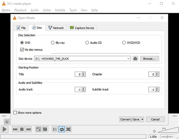 Image of the VLC interface